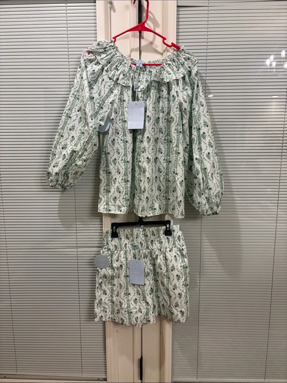 Women’s Hill House Two-Piece Green Floral Short Set - Picture 1 of 6